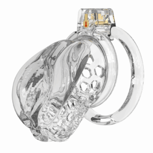 Male Chastity Cage Sissy Cage Cock Cage Covored with Soft TPE with Realistic Labia Bondage Gear & Accessories Adult Sex Toys Slave Tool Chastity Devices (Transparent)