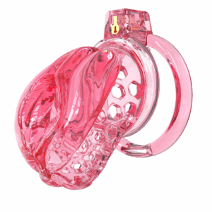 Male Chastity Cage Sissy Cage Cock Cage Covored with Soft TPE with Realistic Labia Bondage Gear & Accessories Adult Sex Toys Slave Tool Chastity Devices (Red)