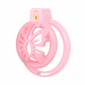Chastity Cage Male Cock Cage - Soft Silicone Chastity Devices Adult Toys, Inverted Male Chasity Cages with 6 Penis Ring, BDSM Bondage Toys for Men, Flat Penis Cage Butterfly（Pink）