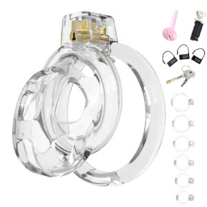 Male Chastity Cage Soft Chastity Cock Cage with 6 Rings One Catheter Chastity Devices for Men Penis Exercises Bondage Gear & Accessories Adult Sex Toys Slave Tool（Transparent）