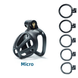 Male Chastity Cage, Large Chastity Device with 5 Sizes Rings and Invisible Lock for Man Penis Exercise Bondage Gear & Accessories Lightweight Adult Sex Toys (Black)