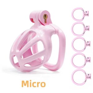 Male Chastity Cage, Lightweight Chastity Device with 5 Sizes Rings and Invisible Lock for Man Penis Exercise Bondage Gear & Accessories Adult Sex Toys (Pink)