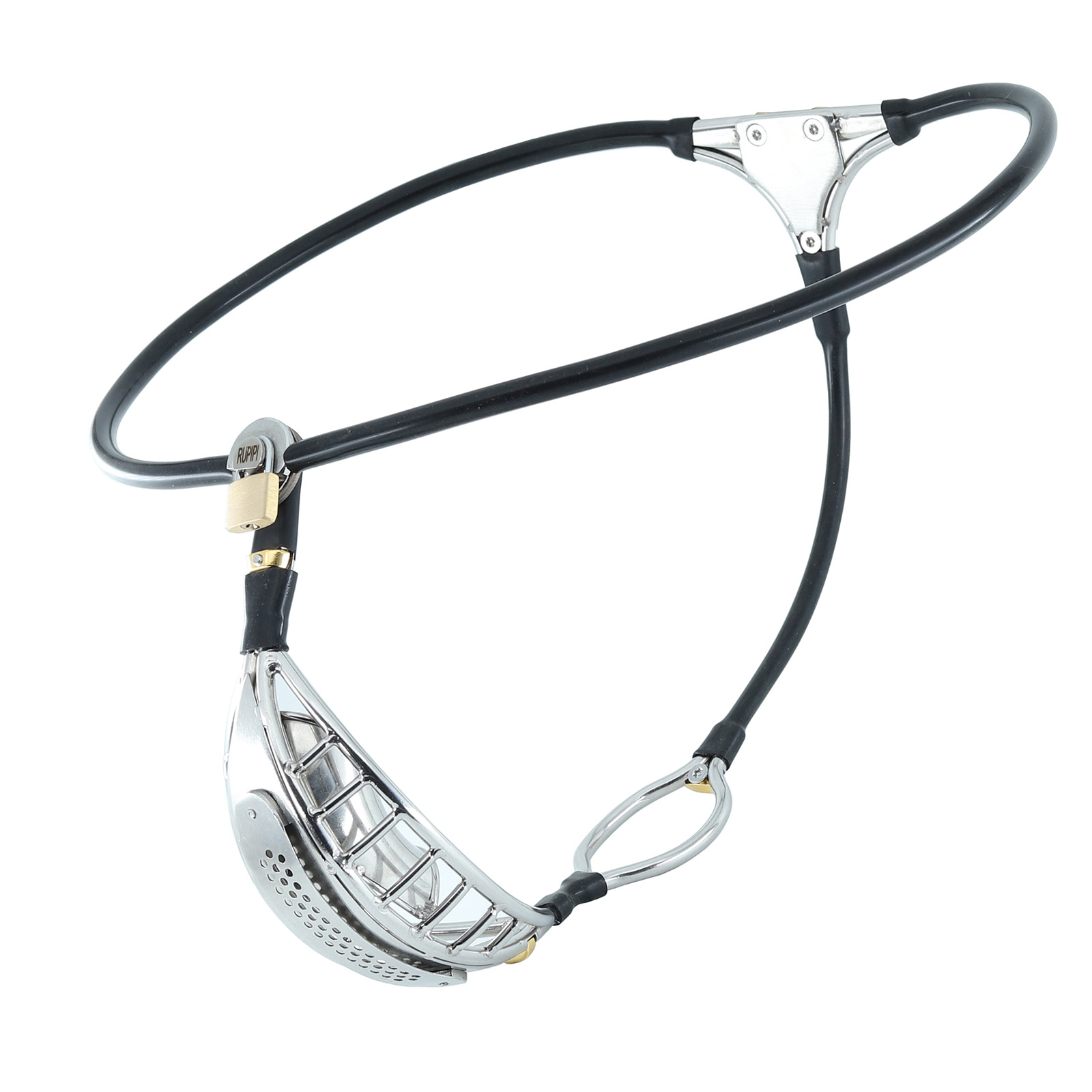 Male Restraint Chastity Belt Unoticeable Chastity Underwear for Men BDSM Slave Tool with Removable Anal Plugs Male Bandage Pants Sex Toy (Black)