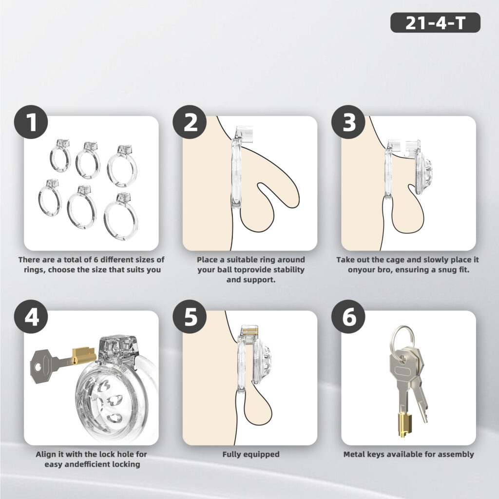 Chastity Cage Male Cock Cage – Soft Silicone Chastity Devices Adult Toys, Inverted Male Chasity Cages with 6 Penis Ring