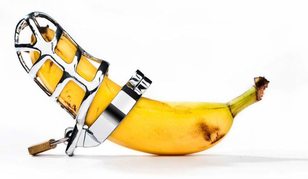 Banana Chastity Cage Illustration
