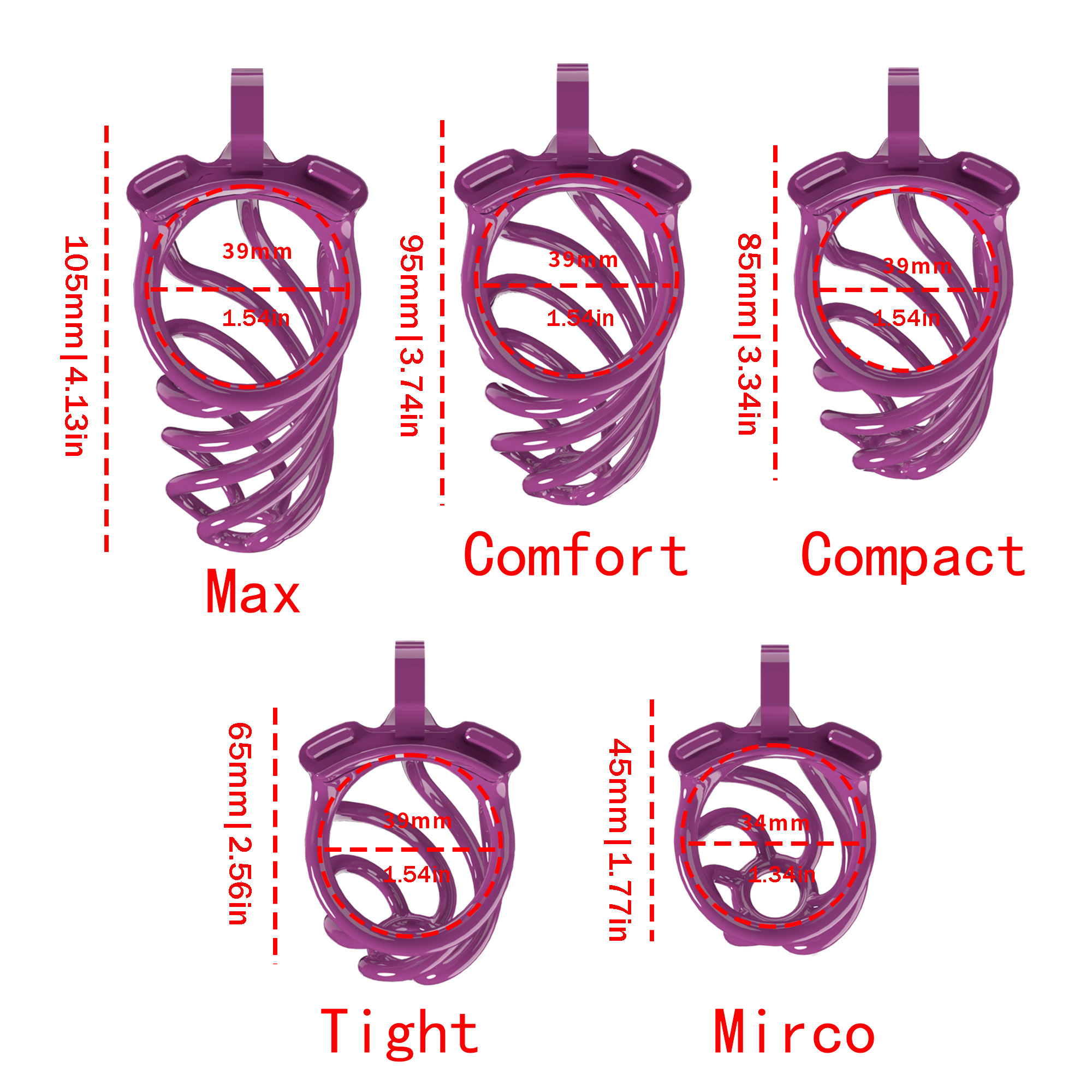 RUPIPI's 3D-printed spiral-shaped five-ring male lock, male restraint toy, male chastity lock, inconspicuous (purple) - Image 7