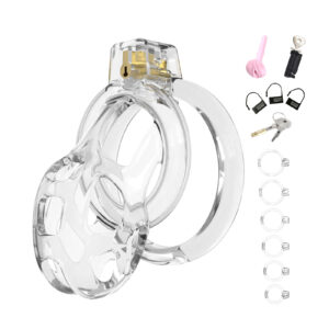 Male chastity cage Soft chastity tube with 6 rings Chastity device suitable for male indulgence equipment and accessories Adult sex toys (transparent)