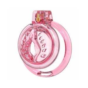 Silicone Chastity Cage, 6-Size Rings, Men's Pink & Transparent, Safe & Comfortable