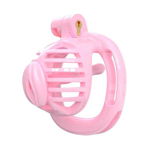 3D Printed Chastity Cage For Men, Chastity Device, Bondage Equipment And Accessories, Lightweight Plastic Penis Cage, Slave Tool, With 4 Sizes Of Rings And Elastic Bands (Pink)