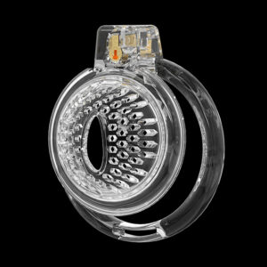 Honeycomb Style Male Soft Silicone Chastity Cage, 6 Penis Rings, Adult Toy (Clear)