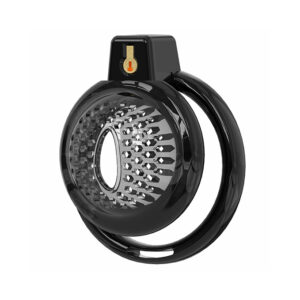 Male Soft Silicone Chastity Cage, Adult Toy, 6 Penis Rings, Honeycomb Style (Black)