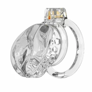 Soft TPE Male Chastity Cage, 3D Printed technology, Cock Cage, 6 Sizing Rings & Accessories, （Transparency)