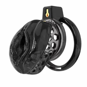 Soft TPE Male Chastity Cage, 3D Printed technology, Cock Cage, 6 Sizing Rings & Accessories, Male Sex Toy (Black)