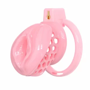Soft TPE Male Chastity Cage, 3D Printed technology, Cock Cage, 6 Sizing Rings & Accessories, Male Sex Toy (Pink)