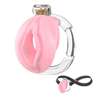 3D Printed Male Chastity Cage, Soft TPE Material,6 Ring Sizes & Accessory , Sissy Style, Slave Restraint Tools（Pink）