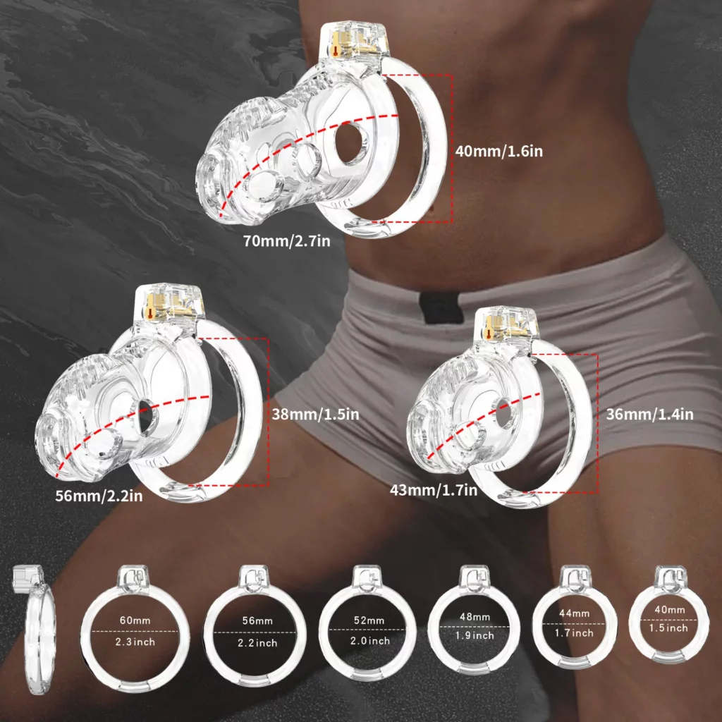 RUPIPI Pink Soft TPE Discreet Chastity Cage with 6 Rings