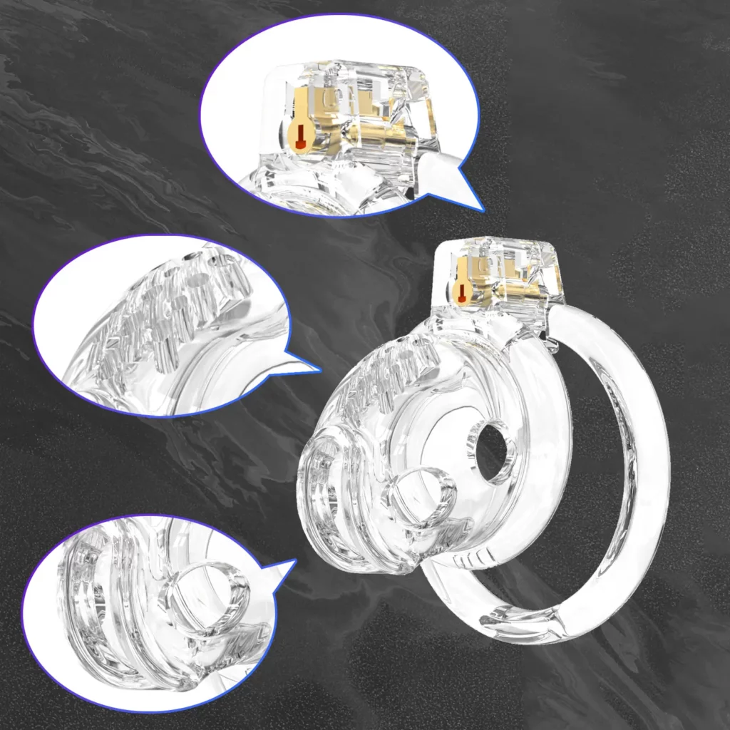 2026 Pink 3D Printed Soft TPE Male Chastity Cage with 6 Rings and accessories, showcasing flexible texture