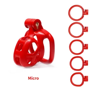 Cobra Cage, 3D Printed Male Chastity Device,5-Ring & Accessories,Restraint Device (Red)