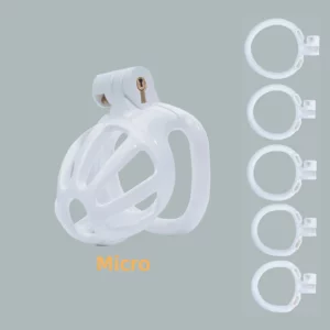 Male Chastity Cage, 5-Rings & Accessories, Resin Material, Secure & Comfortable, Male Sex Toy (White)