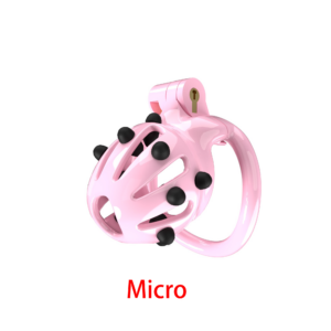 Male Chastity Cage, 4 Rings and Accessories, Massage Chastity Cage, Resin Material, BDSM Accessories (Pink)