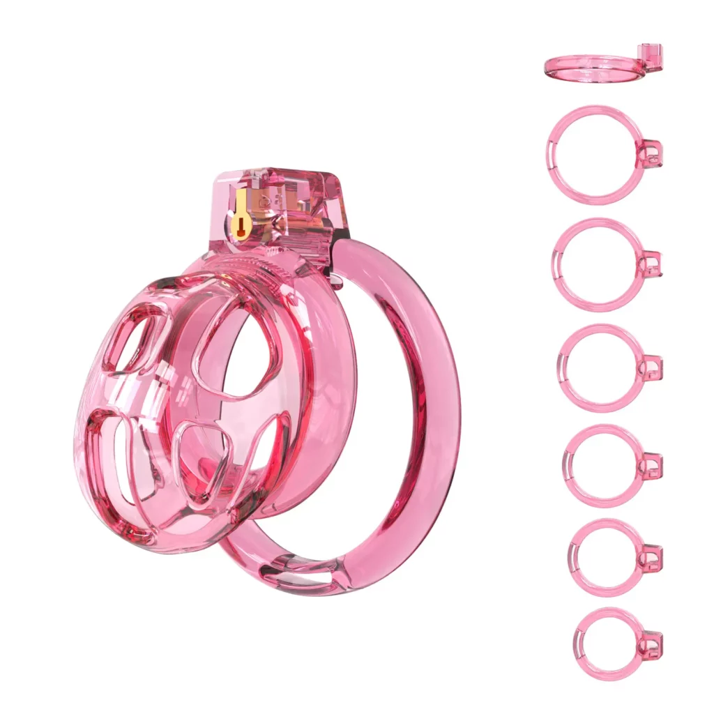 Male Chastity Cage3D Printed Soft TPE6 Rings Accessories Restraint GearPink