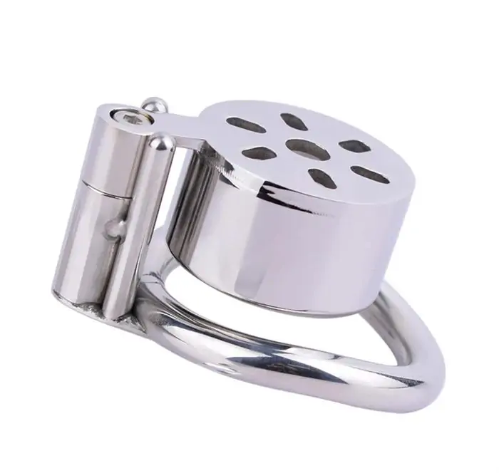 Stainless steel chastity cage with ventilation holes for better airflow and comfort