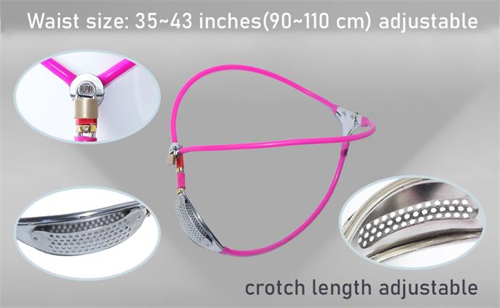 Pink female chastity belt with adjustable waist strap