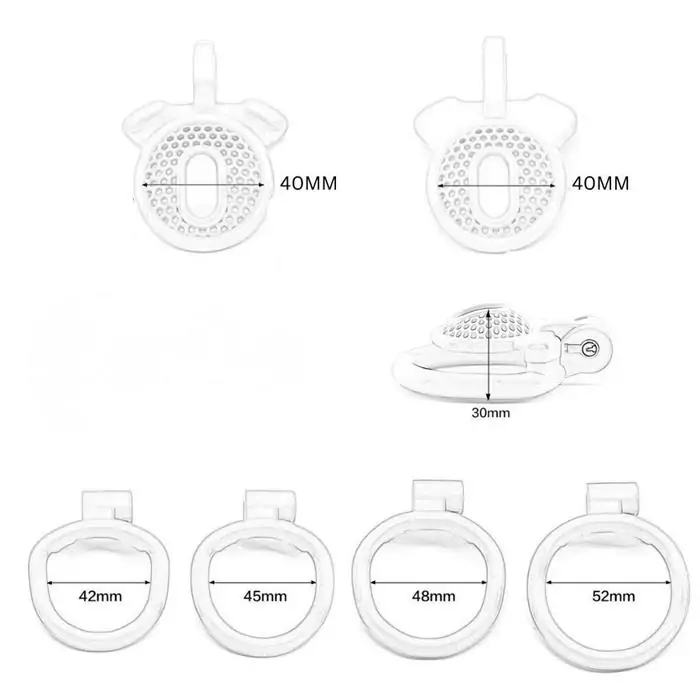 Chastity cage size chart with ring measurements for beginners
