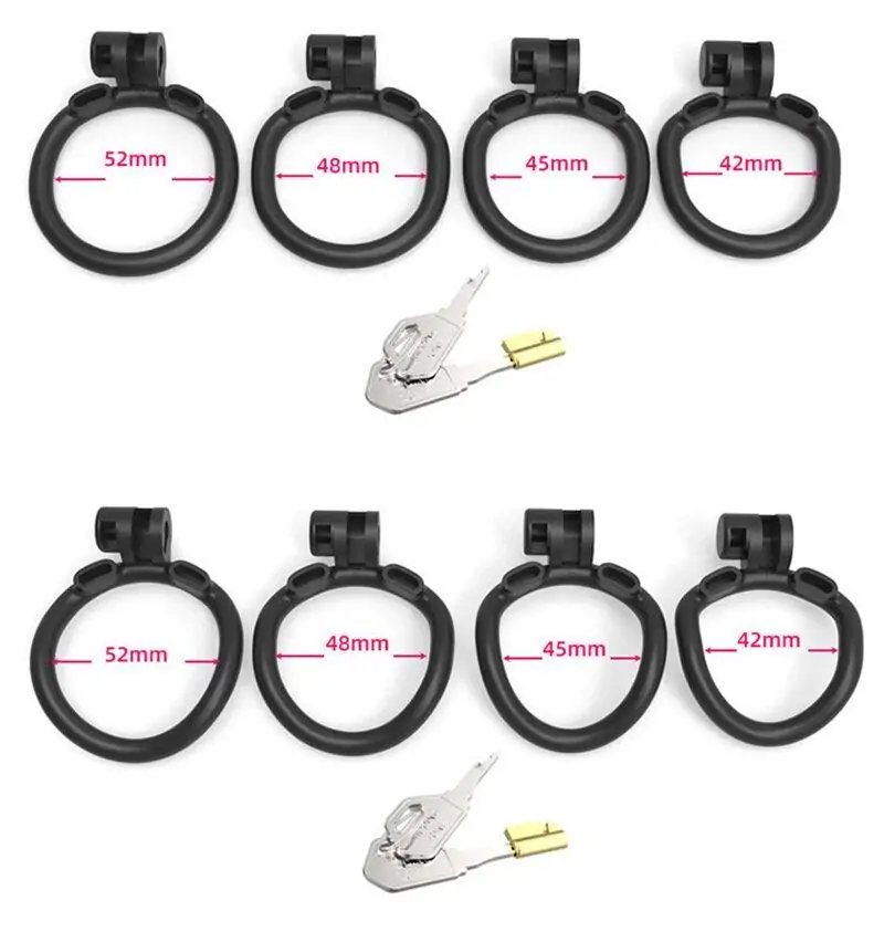 Chastity cage sizing rings and lock accessories for beginner fit