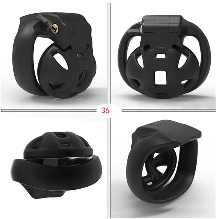 Inverted chastity cage with compact low profile design