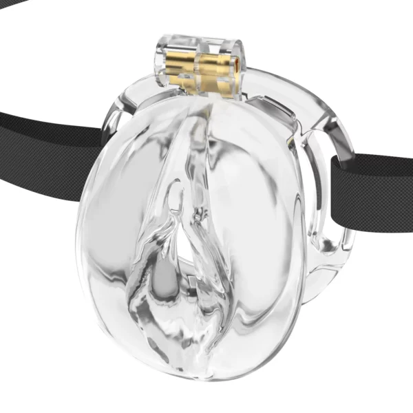 transparent soft TPE sissy chastity cage close up