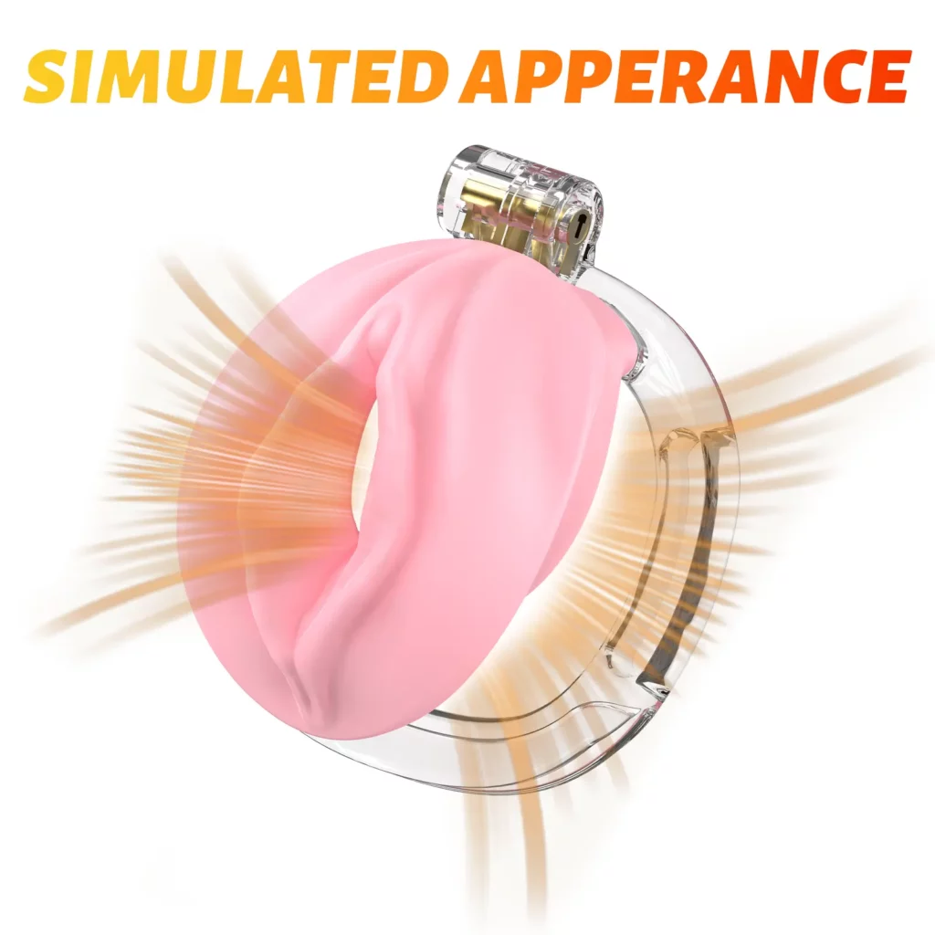 Soft TPE male chastity cage with lock and base ring